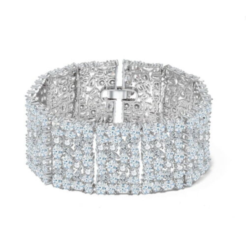 Radiant Silver Crystal Statement Bracelet